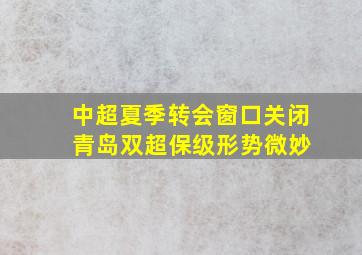 中超夏季转会窗口关闭 青岛双超保级形势微妙